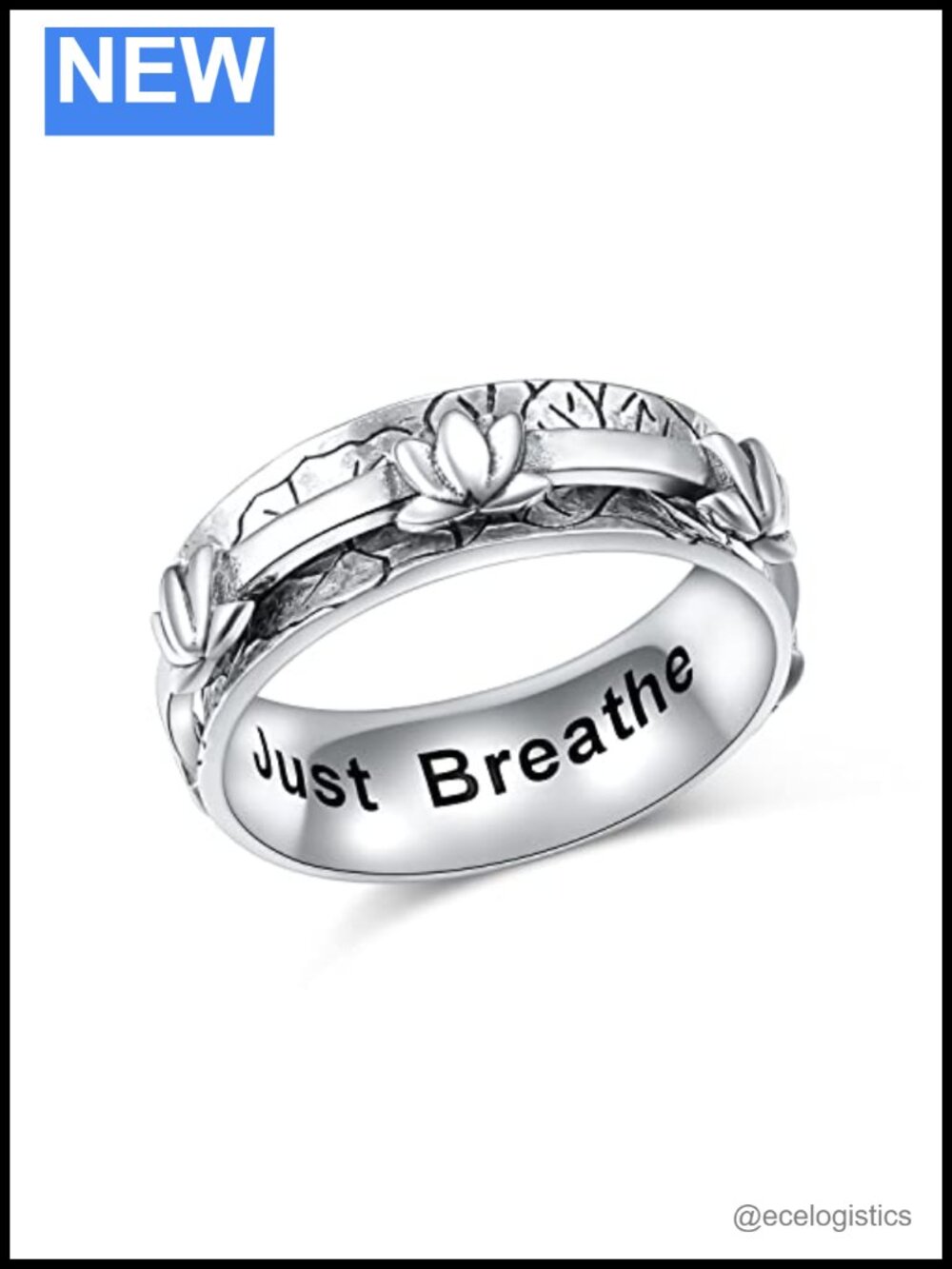 Ladytree Anxiety Relieve Rings 925 Sterling Silver Spinner Fidget Ring Worry
